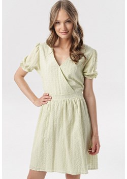 Sukienka Born2be mini bez wzorów casualowa zielona na co dzień z krótkimi rękawami 