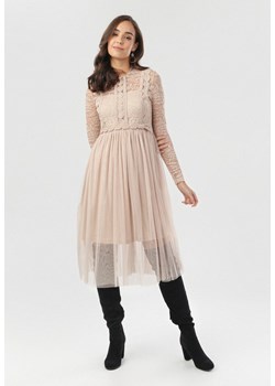 Beżowa Sukienka Jynerris ze sklepu Born2be Odzież w kategorii Sukienki - zdjęcie 95865362
