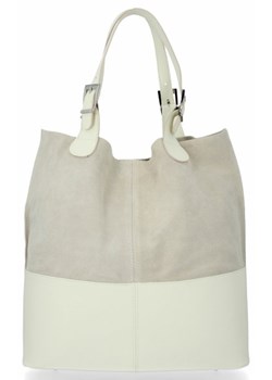 Eleganckie Torebki Skórzane Shopper XL Jasno Beżowa (kolory) ze sklepu PaniTorbalska w kategorii Torby Shopper bag - zdjęcie 97303114