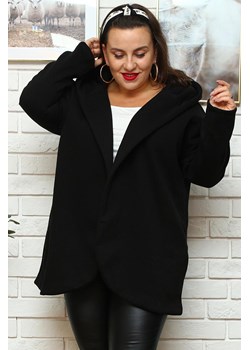 Bluza kardigan oversize ciepła z kapturem AKSZA czarna ze sklepu karko.pl w kategorii Bluzy damskie - zdjęcie 97322130