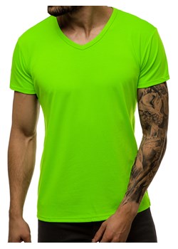T-Shirt męski bez nadruku jasnozielony OZONEE JS/712007/31 ze sklepu ozonee.pl w kategorii T-shirty męskie - zdjęcie 98251711