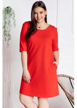 Sukienka dzianinowa trapezowa dres XXL HANA czerwona ze sklepu karko.pl w kategorii Sukienki - zdjęcie 98758570